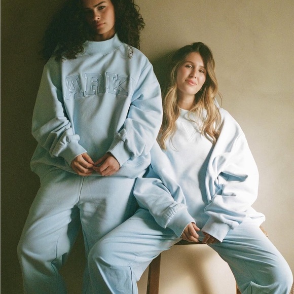 Parke Monochrome Varsity Mockneck & Unisex Sweats Set in Ice - Picture 2 of 12